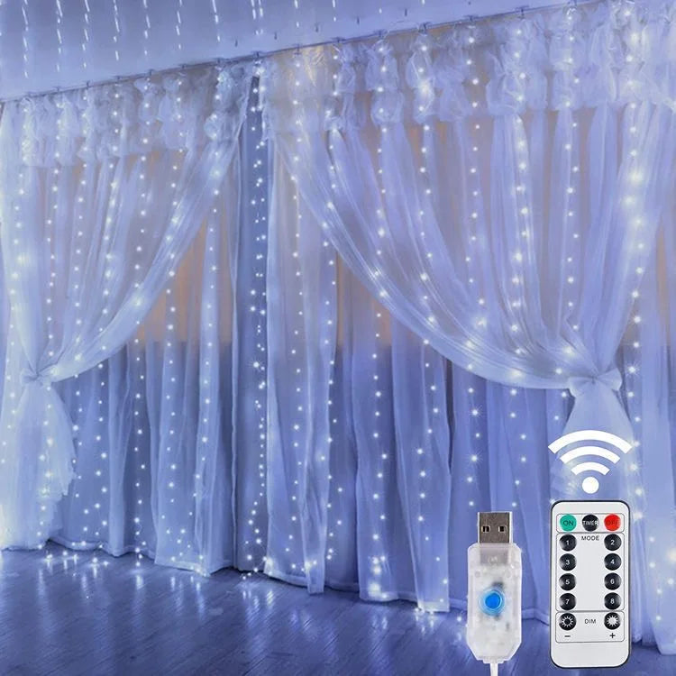 Curtain Light for Party/Wedding/Festival/Christmas,Window Blinking String Light for Bedroom/Living Room,USB Plug with 8 Modes - Cooky Kitchenware