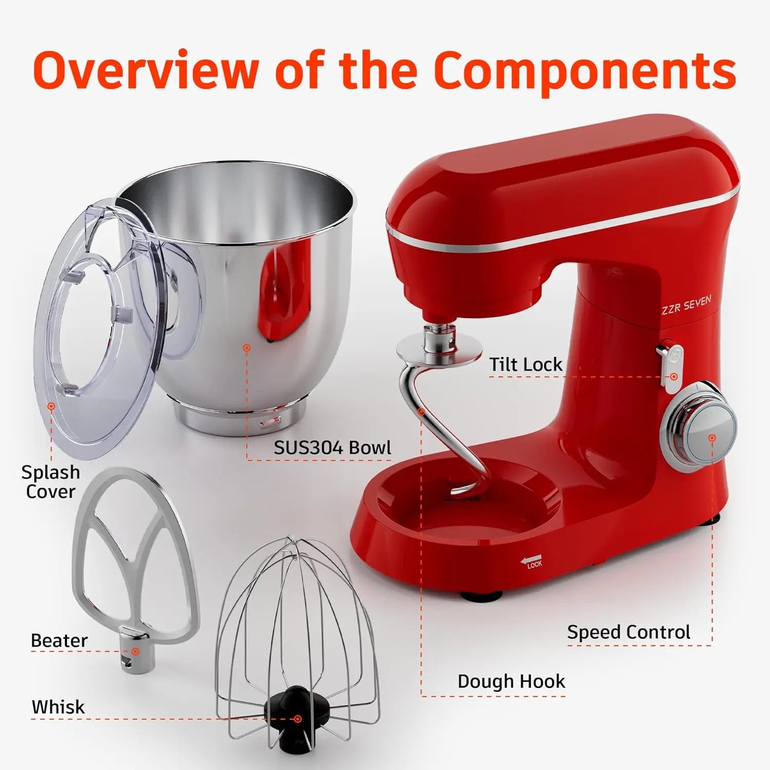 KitchenAid Stand Mixer 450-Watt 5.5 Quart Stainless Steel Bowl Copper Motor Dough And Cake Beater Attachments - Cooky Kitchenware