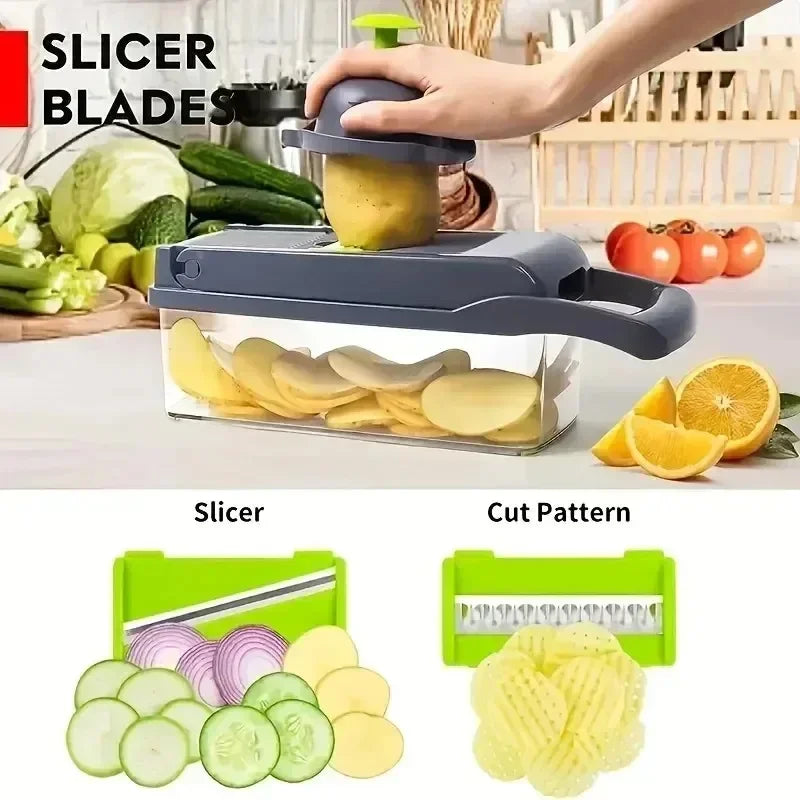 14/16 in 1 Handle Multifunctional Vegetable Chopper Food Grate Food Chopper Vegetable Slicer Dicer Cut Kitchen Items cocina - Cooky Kitchenware