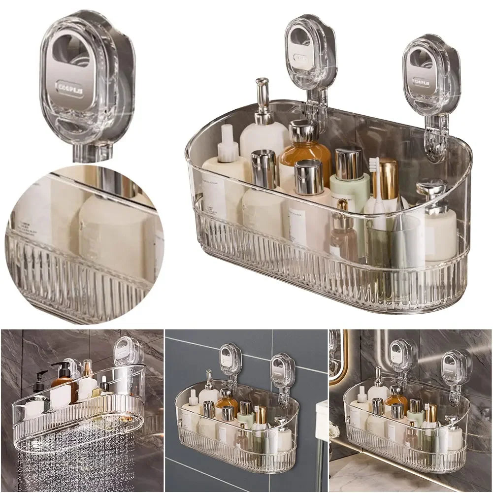 No Drill Bathroom Suction Storage Box with Strong Load Bearing for Easy Installation in Kitchen and Bath Spaces - Cooky Kitchenware