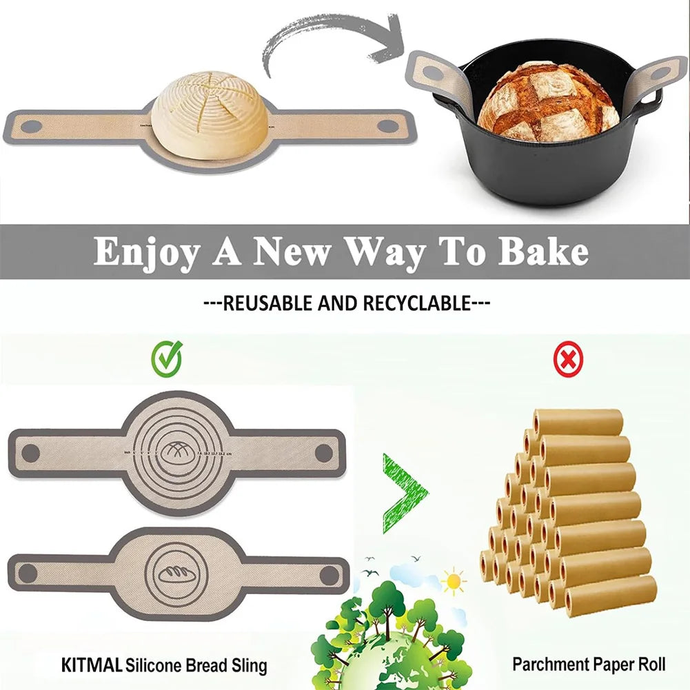 2Pcs Non-Stick Bread Baking Mat Silicone Bread Sling for Dutch Oven Easy To Clean Baking Mat for Dutch Oven Kitchen Cooking Tool - Cooky Kitchenware