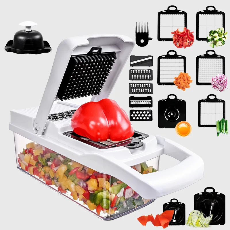 26 piece set of multifunctional vegetable slicer, household planer, kitchen cutting utensil, onion slicer, diced and diced - Cooky Kitchenware