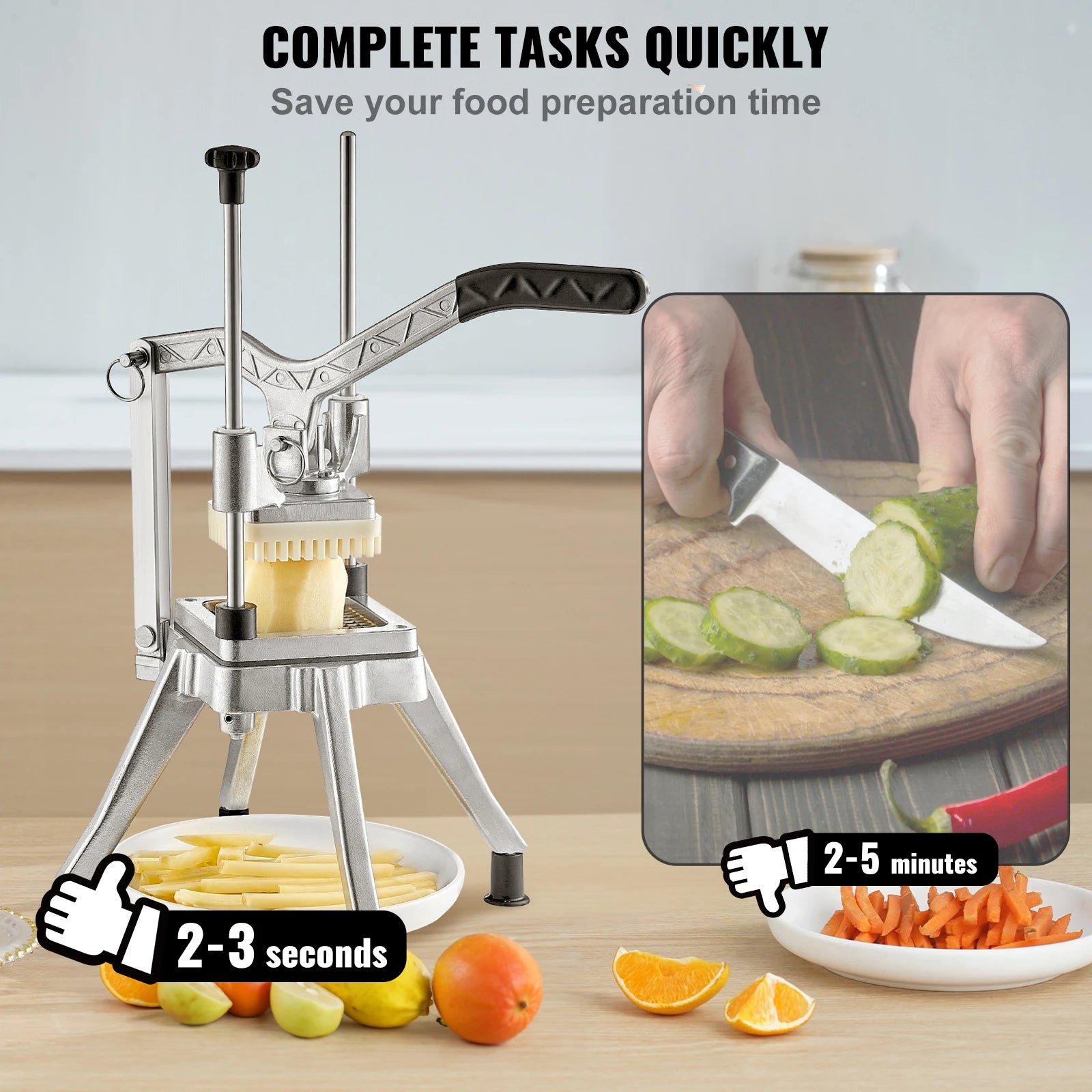 VEVOR Commercial Vegetable and Fruit Heavy Duty Food Dicer French Fry Cutter Onion Slicer Stainless Steel - Cooky Kitchenware