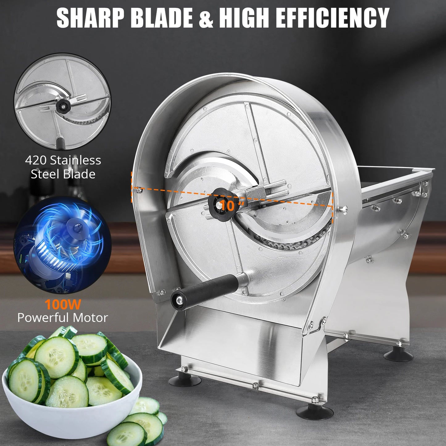 Electric Vegetable and Fruit Slicer Stainless Steel 0.2-10mm
