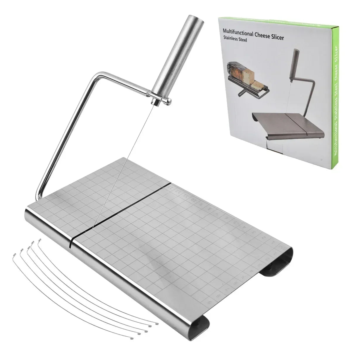 Cheese and Butter Slicers with Wire Cheese Adjustable Cheese Cutter Board 5pcs Replacement Stainless Steel Cutting Wire - Cooky Kitchenware