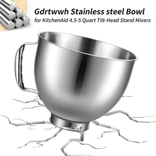 2025 Stainless steel maker accessory set, suitable for Kitchenaid desktop mixer bowls 5 quarts tilt head vertical mixing bowl - Cooky Kitchenware