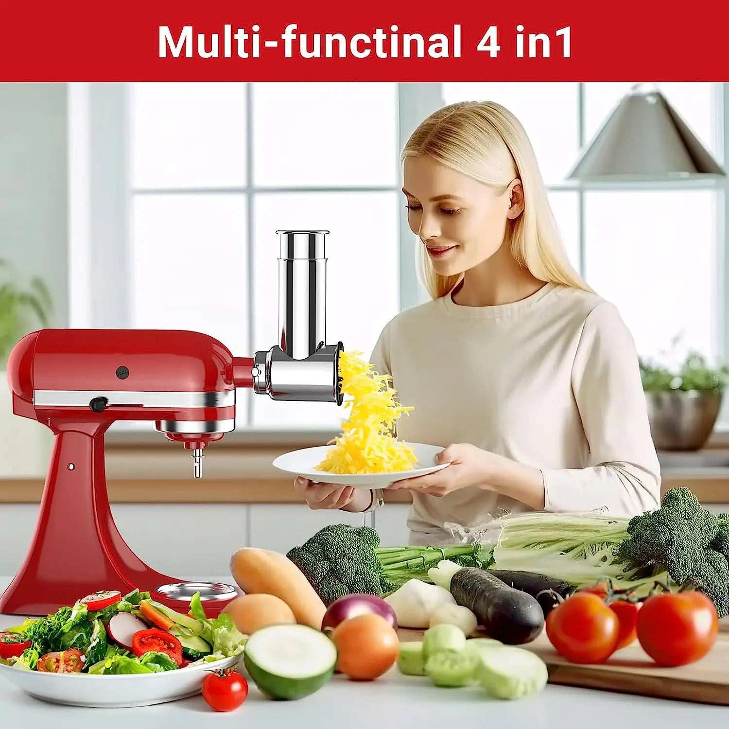 2024 New Slicer Shredder Attachment for KitchenAid Stand Mixers Vegetable Chopper Accessory Salad Maker Kitchen Meat Grinder - Cooky Kitchenware