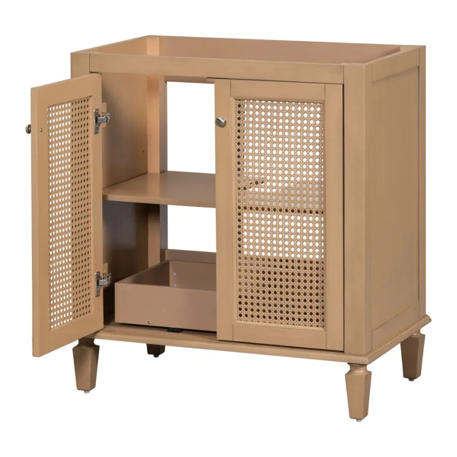 30 Inch Freestanding Bathroom Vanity without Sink with Hidden Drawer Storage Cabinet Solid Wood - Cooky Kitchenware