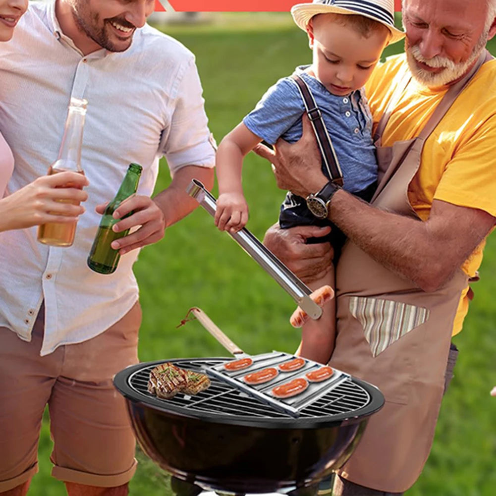 Stainless Steel Hot Dog Roller With Extra Long Wood Handle