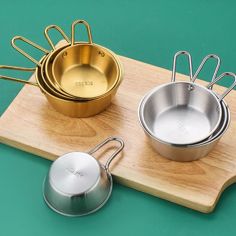 Korean 304 Stainless Steel Rice Wine Bowl With Gold Handle