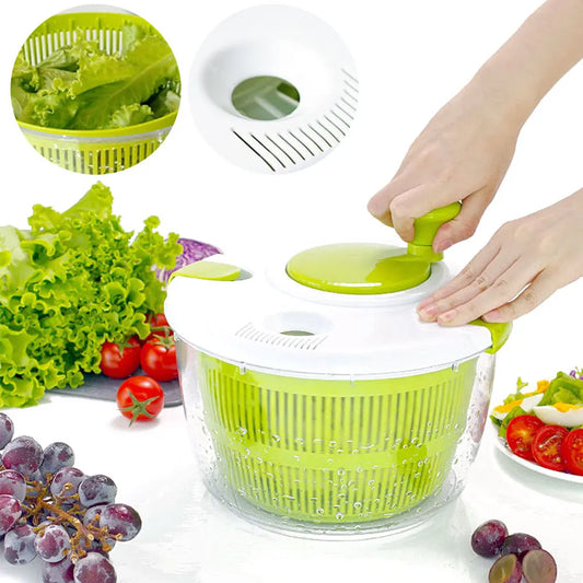 5 L Salad Spinner Salad Dryer BPA Free Large Manual Lettuce Spinner Multi-Use Fruit Washer for Washing & Drying Leafy Vegetables