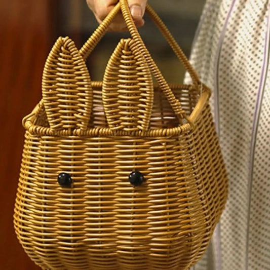 Easter Wicker Basket Craft Picnic Basket Decorative Countertop Basket Bin for Living Room Restaurant Kitchen - Cooky Kitchenware