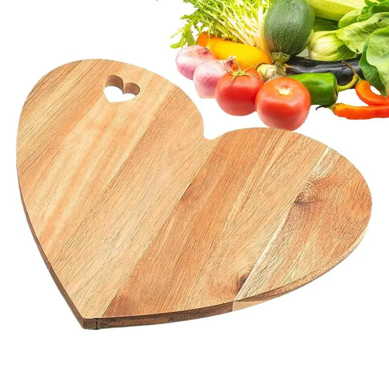 Heart Shaped Cutting Board Cheese Serving Platter Wood Bread Board for Kitchen Food Prep Meats Butter Serving Platter Tray - Cooky Kitchenware